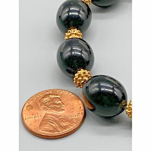 Vintage Crown Trifari Black Gold Lucite and Porcupine Bead Bracelet Collectible - Picture 3 of 6